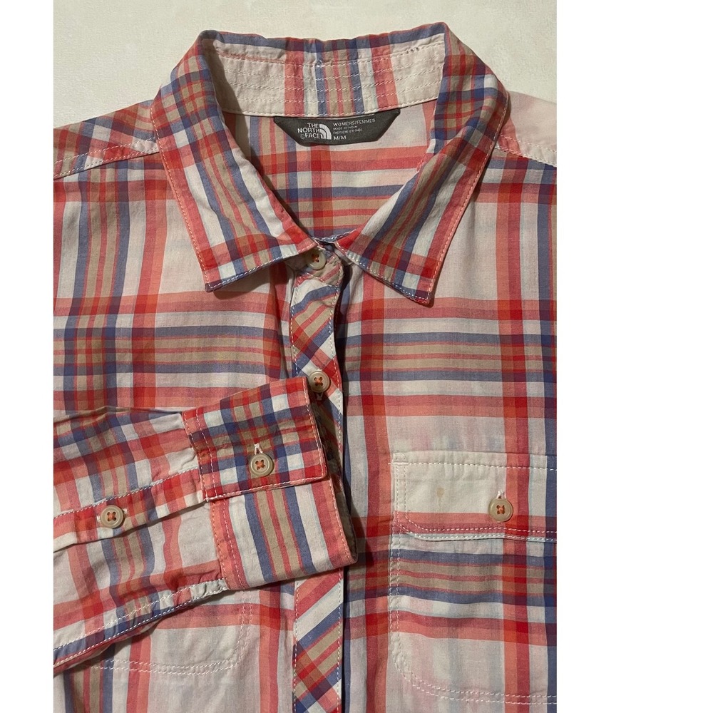 The North Face Plaid Button Up Shirt Long Sleeve Outdoor Casual Top Medium Stain